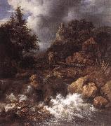 Dante Gabriel Rossetti Waterfall in a Mountainous oil painting artist